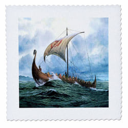 3dRose qs_98640_4 Viking Ship.Jpg-Quilt Square  12 by 12-Inch