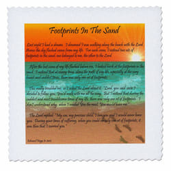 3dRose qs_63084_10 Footprints in The Sand Quilt Square  25 by 25-Inch