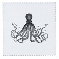 3dRose qs_112921_10 Vintage Octopus-Black and White Lord Bodner Kraken-Cthulu-Quilt Square  25 by 25-Inch