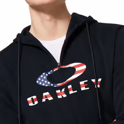 Oakley Men's Bark Full Zip Hoodie 2.0  Black/American Flag  XXL