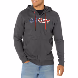Oakley Men's Teddy Full Zip Hoddie Dark Green Heather/American Flag