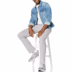 Amazon Essentials Men's Athletic-Fit Casual Stretch Chino Pant Available in Big & Tall  Light Grey  42W x 28L