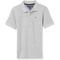 Tommy Hilfiger Boys Short Sleeve Ivy Polo Shirt, grey Heather, 12-14