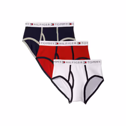 Tommy Hilfiger Boys' Brief Underwear  Scarlet/Navy/White (3-Pack)  8-1