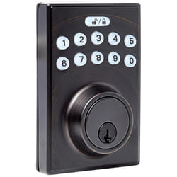 Amazon Basics Electronic Keypad Deadbolt Door Lock with Touch-Control Keyless Entry  Keyed Entry Option  Contemporary  Oil Bronze  1-Pack