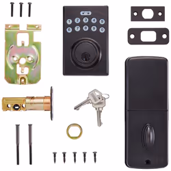 Amazon Basics Electronic Keypad Deadbolt Door Lock with Touch-Control Keyless Entry  Keyed Entry Option  Contemporary  Oil Bronze  1-Pack