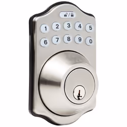 Amazon Basics Traditional Electronic Keyless Keypad Deadbolt Door Lock Keyed Entry Option 1-Pack Satin Nickel