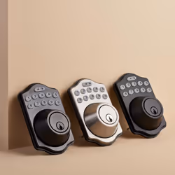 Amazon Basics Traditional Electronic Keyless Keypad Deadbolt Door Lock  Keyed Entry Option  1-Pack  Satin Nickel