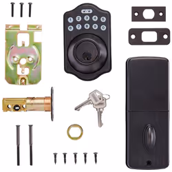 Amazon Basics Electronic Keypad Deadbolt Door Lock with Touch-Control Keyless Entry  Keyed Entry Option  Traditional  Oil Bronze  1-Pack