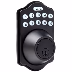 Amazon Basics Electronic Keypad Deadbolt Door Lock with Touch-Control Keyless Entry  Keyed Entry Option  Traditional  Matte B ...
