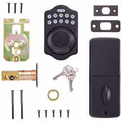 Amazon Basics Electronic Keypad Deadbolt Door Lock with Touch-Control Keyless Entry  Keyed Entry Option  Traditional  Matte Black  1-Pack