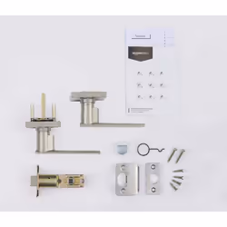 Amazon Basics Contemporary Stamford Door Lever with Lock  Entry  64.3mmH Upper 294.5mmH Lower  Satin Nickel
