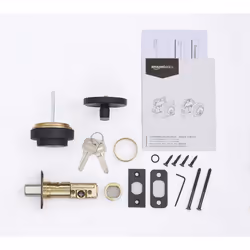 Amazon Basics Contemporary Round Deadbolt Door Key Lock  Single Cylinder  Matte Black
