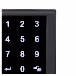 Amazon Basics Grade 3 Electronic Touchscreen Deadbolt Door Keypad Lock with Passage Lever  Matte Black  133mm H Uppper x 65.3mm H Lower