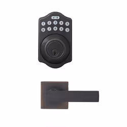 Amazon Basics - Traditional Electronic Keypad Deadbolt Door Lock with Passage Lever  5.08 x 3.08 x 0.1 in  Oil Rubbed Bronze  ...