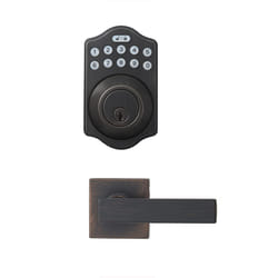 Amazon Basics - Traditional Electronic Keypad Deadbolt Door Lock with Passage Lever  5.08 x 3.08 x 0.1 in  Oil Rubbed Bronze  1-Pack