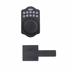 Amazon Basics - Traditional Electronic Keypad Deadbolt Door Lock with Passage Lever 5.08 x 3.08 x 0.1 in Matte Black 1-Pac ...