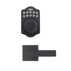 Amazon Basics - Traditional Electronic Keypad Deadbolt Door Lock with Passage Lever  5.08 x 3.08 x 0.1 in  Matte Black  1-Pack