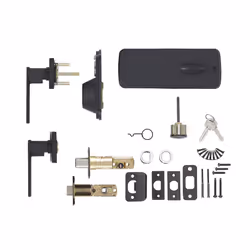 Amazon Basics - Traditional Electronic Keypad Deadbolt Door Lock with Passage Lever  5.08 x 3.08 x 0.1 in  Matte Black  1-Pack