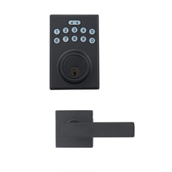 Amazon Basics - Contemporary Electronic Keypad Deadbolt Door Lock with Passage Lever  15.98 x 6.10 x 3.07 in  Matte Black  1-Pack