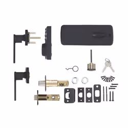 Amazon Basics - Contemporary Electronic Keypad Deadbolt Door Lock with Passage Lever  15.98 x 6.10 x 3.07 in  Matte Black  1-Pack