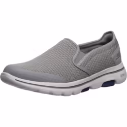 Skechers Men's GOwalk 5 - Elastic Stretch Athletic Slip-On Casual Loafer Walking Shoe Sneaker Light Gray/Blue 13