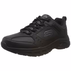 Skechers Men's Low-Top Trainers  Black Leather Synthetic Textile Black Trim  8