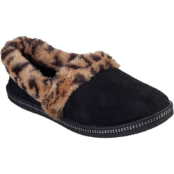 ) Skechers cali cozy campfire f womens ladies full slippers black/leopard print - 7 (Adults'
