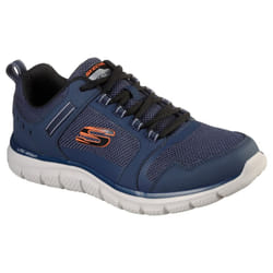 ) Skechers Track Knockhill Leather Men's Navy/Orange Trainers - Blue, 8 (Adults'