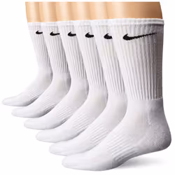 NIKE Unisex Performance Cushion Crew Socks with Band (6 Pairs) White/