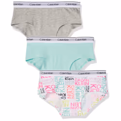 Calvin Klein Girls Little Modern Cotton Hipster Underwear  Multipack  Heather GreyTealSignature White  Large