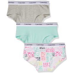 Calvin Klein Girls Little Modern Cotton Hipster Underwear  Multipack  Heather GreyTealSignature White  Large