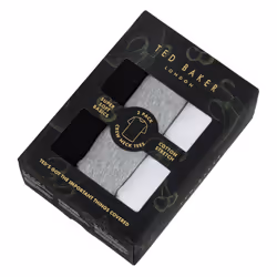 Ted Baker Mens 2021 3-Pack Breathable Cotton Stretch Crew Neck T-Shirt - M, Black/Light Grey/White