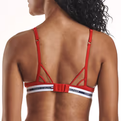 Tommy Hilfiger Women's Micro Push Up Bra with Lace Straps  Apple Red