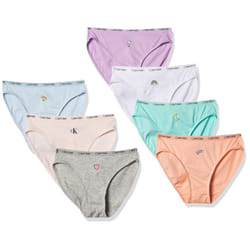 Calvin Klein Girls Cotton Underwear Bikini Panties 7 Pack Fun Icons Medium