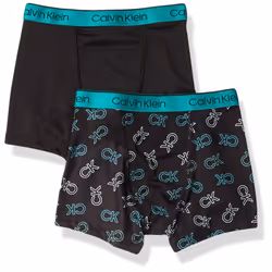 Calvin Klein Boys' Performance Boxer Briefs Ceramic/CK Black Ombre M