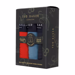 Ted Baker Mens 3-Pack Flexible Breathable Contour Pouch Cotton Boxer Briefs - L, Navy/Aegean Blue/Lychee