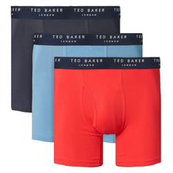 Ted Baker Mens 3-Pack Flexible Breathable Contour Pouch Cotton Boxer Briefs - XL, Navy/Aegean Blue/Lychee