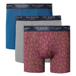 Ted Baker Mens 2021 3-Pack Cotton Contour Pouch Breathable Fashion Boxer Briefs - S, Gibraltar Sea/Heather Grey/Purple
