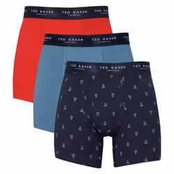 Ted Baker Mens 2021 3-Pack Cotton Contour Pouch Breathable Fashion Boxer Briefs - S, Lychee/Aegean Blue/Navy Wikket