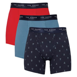 Ted Baker Mens 2021 3-Pack Cotton Contour Pouch Breathable Fashion Boxer Briefs - S, Lychee/Aegean Blue/Navy Wikket