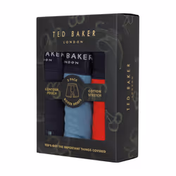 Ted Baker Mens 2021 3-Pack Cotton Contour Pouch Breathable Fashion Boxer Briefs - S, Lychee/Aegean Blue/Navy Wikket