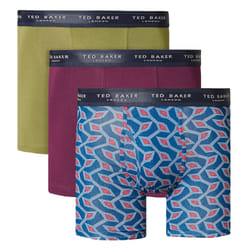 Ted Baker Mens 2021 3-Pack Cotton Contour Pouch Breathable Fashion Boxer Briefs - S, Capulet Olive/Purple/Gibraltar