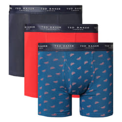 Ted Baker Mens 2021 3-Pack Cotton Contour Pouch Breathable Fashion Boxer Briefs - S, Navy/Lychee/Gibraltar Sea Deposit