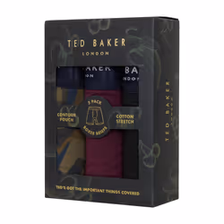 Ted Baker Mens 2021 3-Pack Cotton Contour Pouch Breathable Fashion Boxer Briefs - S, Black/Potent Purple/Olive Enga
