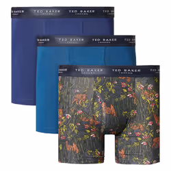 Ted Baker Mens 2021 3-Pack Cotton Contour Pouch Breathable Fashion Boxer Briefs - S, Medieval Blue/Gibraltar Sea/Navy