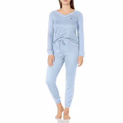 Tommy Hilfiger Women's Waffle-Knit Long Sleeve Jogger Pajama Set Cham