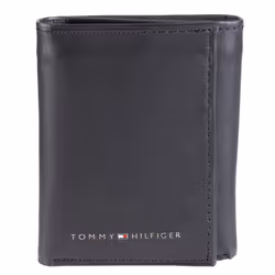 Tommy Hilfiger mens Rfid Leather - Slim Trifold Wallet Deep Black One Size US