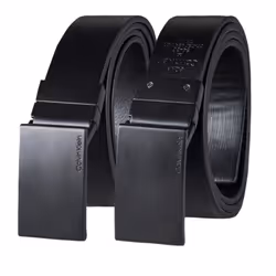 Calvin Klein Men's Reversible Dress Belt with Plaque Buckle Black/Black Small (30-32)
