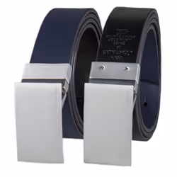 Calvin Klein Men's Reversible Dress Belt with Plaque Buckle Navy/Black Small (30-32)